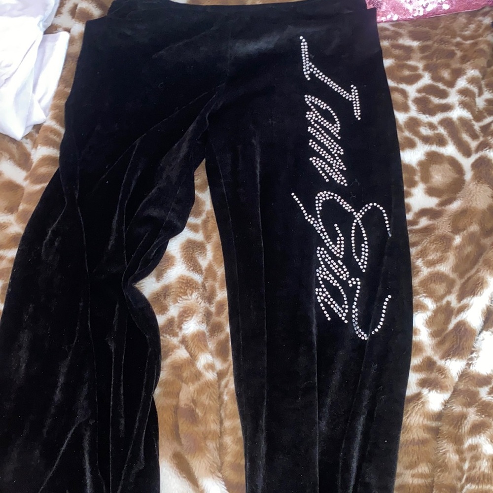 I am Gia black rhinestone pants
